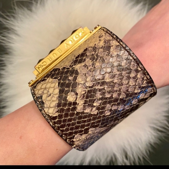 Tory Burch Cuff Snakeskin and Gold Studd - Picture 7 of 12